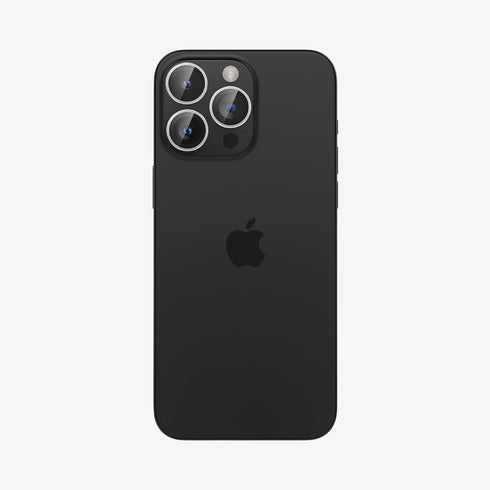 AGL07163 - iPhone 15 Pro / 15 Pro Max Optik Pro Lens Protector in natural titanium showing the device